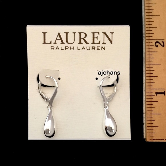 Lauren Ralph Lauren Silver Tone Teardrop Earrings - Picture 3 of 3